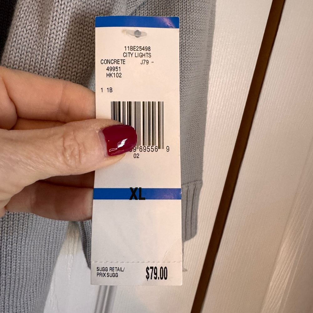 Nine West Light Gray Open Front Women’s Cardigan Size XL NWTS 3/4 Sleeves - Picture 4 of 9